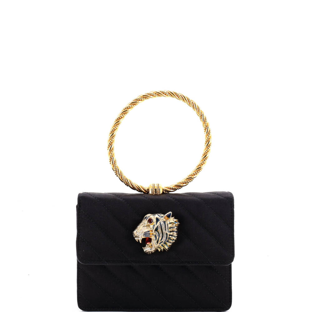 Gucci Rajah Broadway Top Handle Evening Bag Quilted Satin